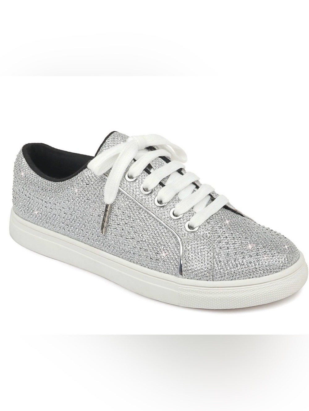 NEW Jewel Badgley Mischka Silver Glitter Low-Top Sneakers